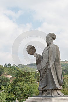 TIANSHUI, CHINA - OCT 6 2014: Statues of Zhuge Liang in Tianshui, Gansu, China. Zhuge Liang (181Ã¢â¬â234) was a chancellor of the s photo